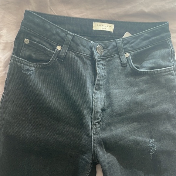 Sandro Raw Hemmed HighRise Straight Leg Jeans - Picture 5 of 8